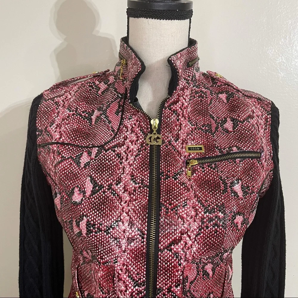 COOGI Faux Snake Skin Jacket Sweater Sleeve NWT size Small - Picture 2 of 16